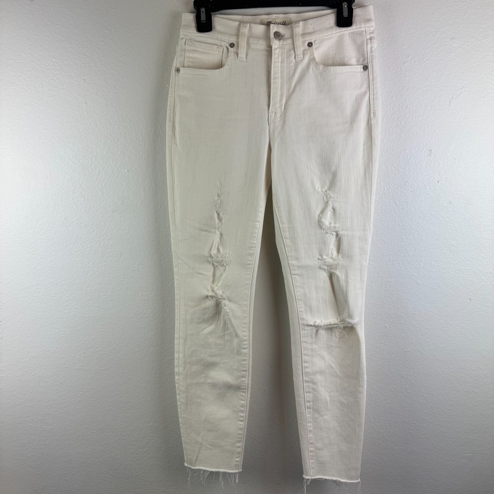 MADEWELL Womens 9" High-Rise Skinny Crop Stretch raw hem‎ WHITE - 27